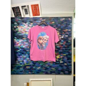 Disney Frozen Anna Elsa Pink Graphic Tee Shirt Gildan Youth XL Kids